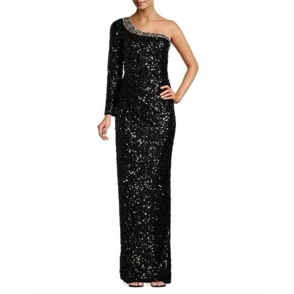 Sachin + Babi Womens Greta Black Sequin Gown Dress - Picture 3 of 13